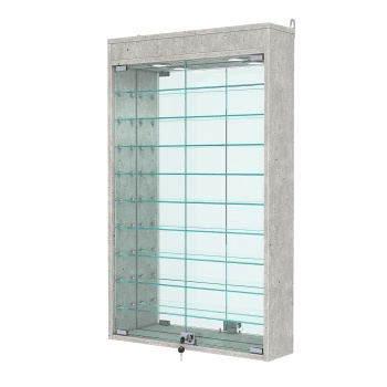 Витрина настенная №2-8А с зеркалом и с подсветкой, Метрополитан Грей