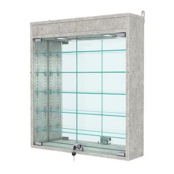 Витрина настенная с регулировочными полками №1-8А-РЕГ с зеркалом и подсветкой, Метрополитан Грей