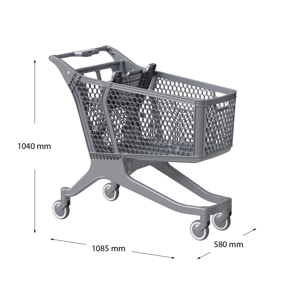 Пластиковая покупательская тележка DRIFT серая, c серым д\с