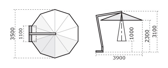 Зонт профессиональный Torino Braccio имитация ироко, слоновая кость