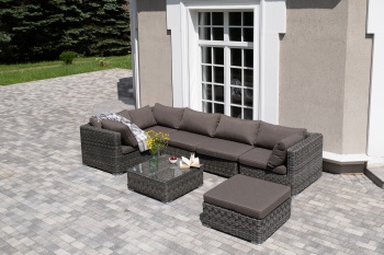 "Лунго" трансформирующаяся лаунж-зона из искусственного ротанга, цвет графитцвет Графит