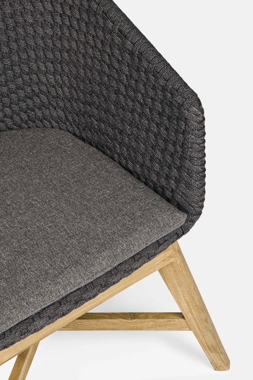 Кресло плетеное с подушкой Coachella натуральный, антрацит