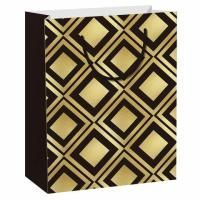 Пакет подарочный 17,8x9,8x22,9 см ЗОЛОТАЯ СКАЗКА "Gold Luxury", тиснение фольгой, черный, 608248