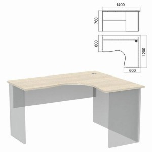 Стол компактный ЧАСТЬ 1 "Арго", 1400х1200х760 мм, правый, ясень шимо