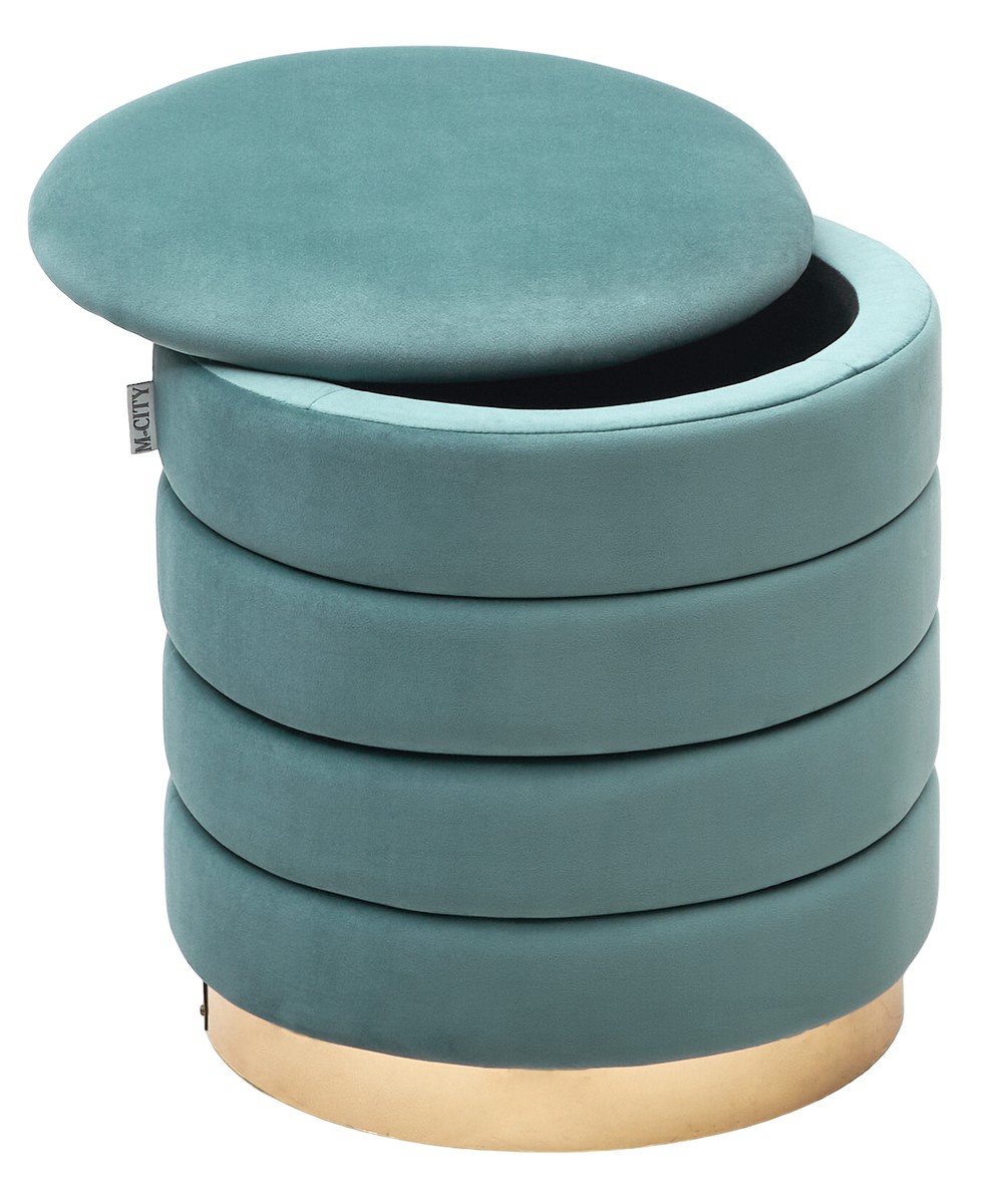 Пуф для гостиной ФРЕД бирюзовый BM-88, велюр / золотой каркас