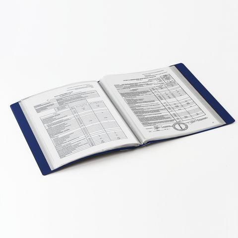 Папка 80 вкладышей BRAUBERG стандарт, синяя, 0,9 мм, 221607