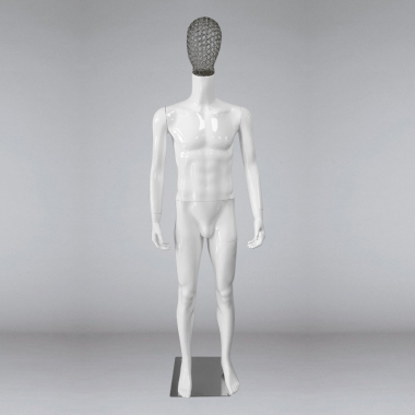 MR1-1-metal head Манекен мужской глянцевый с металлической головой
