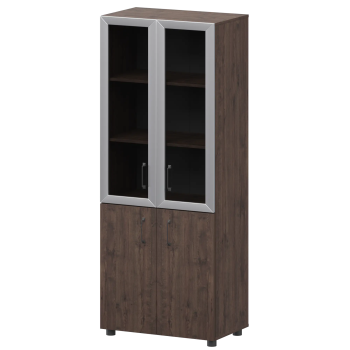 Стеллаж комбинированный с стеклянными фасадами в алюминиевой раме Приоритет К-934,К-942,К-945,КФ-942,КФ-945 Дуб апрель