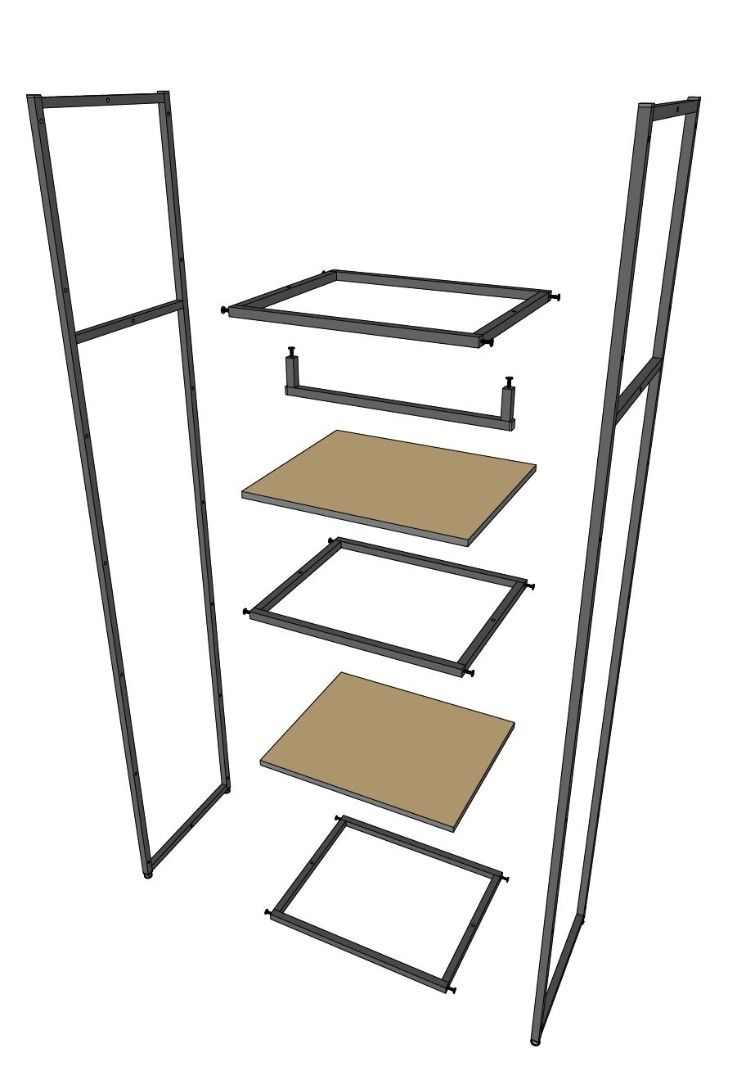 Стеллаж для одежды AС2260-07-Ч со стеклом 220х60х45