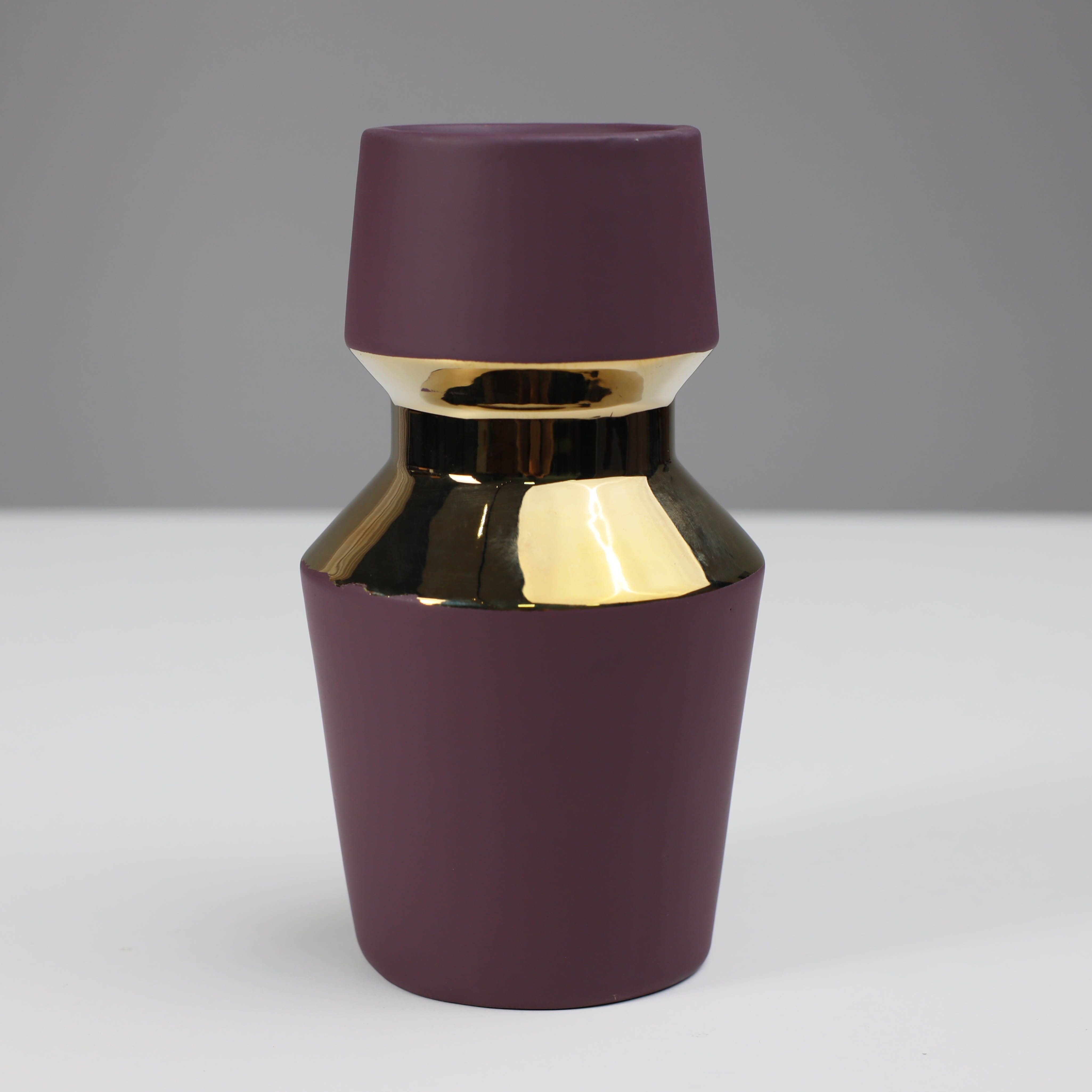 Ваза керамическая ASTOR, фиолетовый+золото, 11*20см