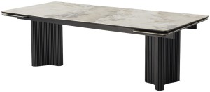 Стол АДАЖИО 240 (320) см цвет ПАНДОРА (PANDORA), керамика / Черный каркас