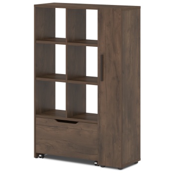 Стеллаж комбинированный с выкатным ящиком к рабочему месту T-751 л/пр Лавана - Lavana цвет Таксония темная