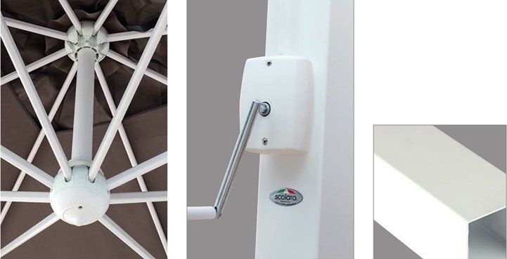 Зонт профессиональный 3.5х3.5 м Pompei Braccio белый, серый