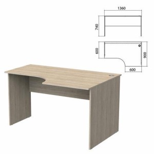 Стол письменный эргономичный "Бюджет", 1360х900х740 мм, правый, дуб сонома, 402663-091