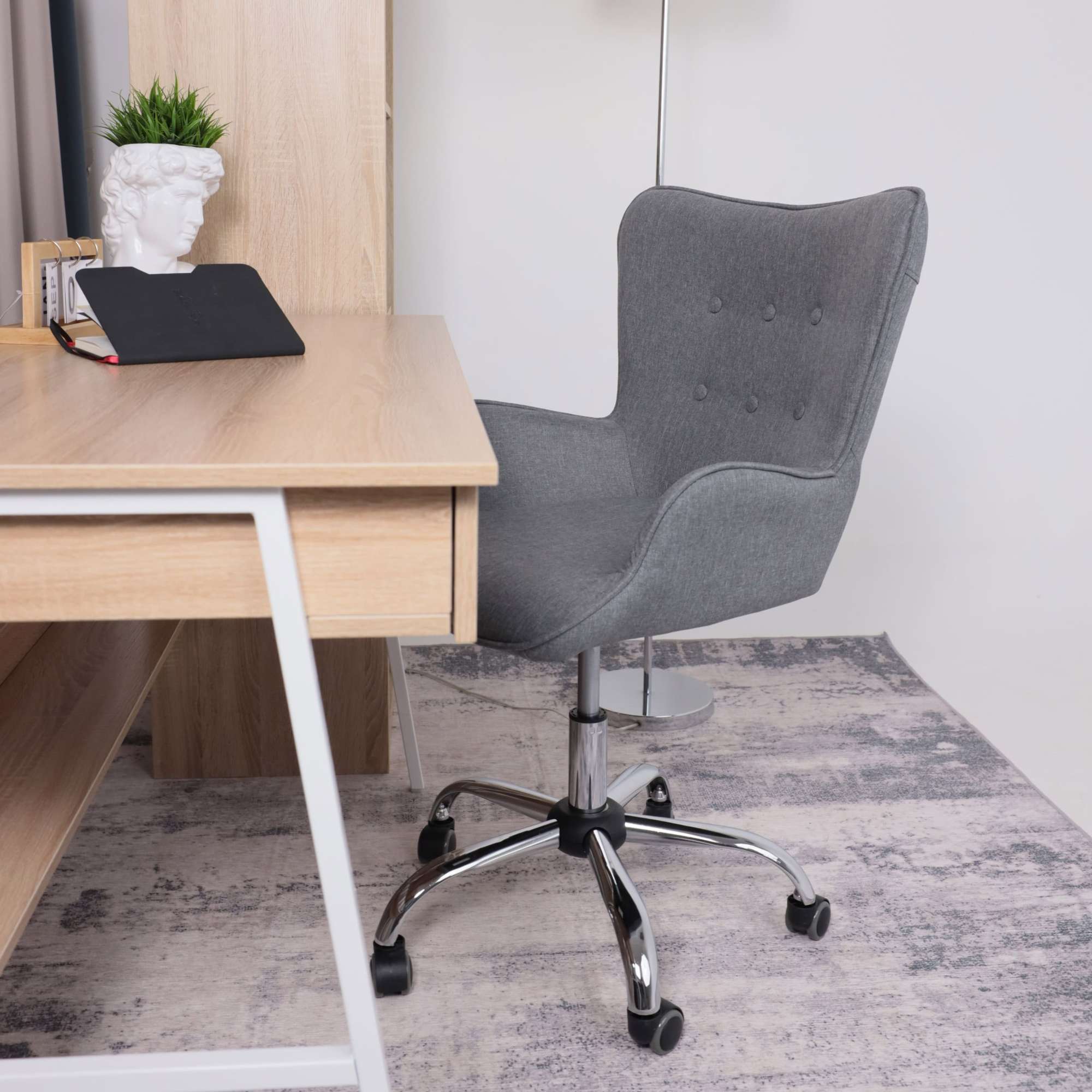 Кресло поворотное Bella, серый, ткань