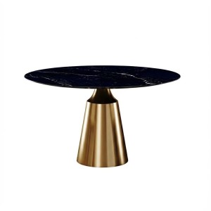 Стол круглый Лукас 120, керамика глянцевая, черная