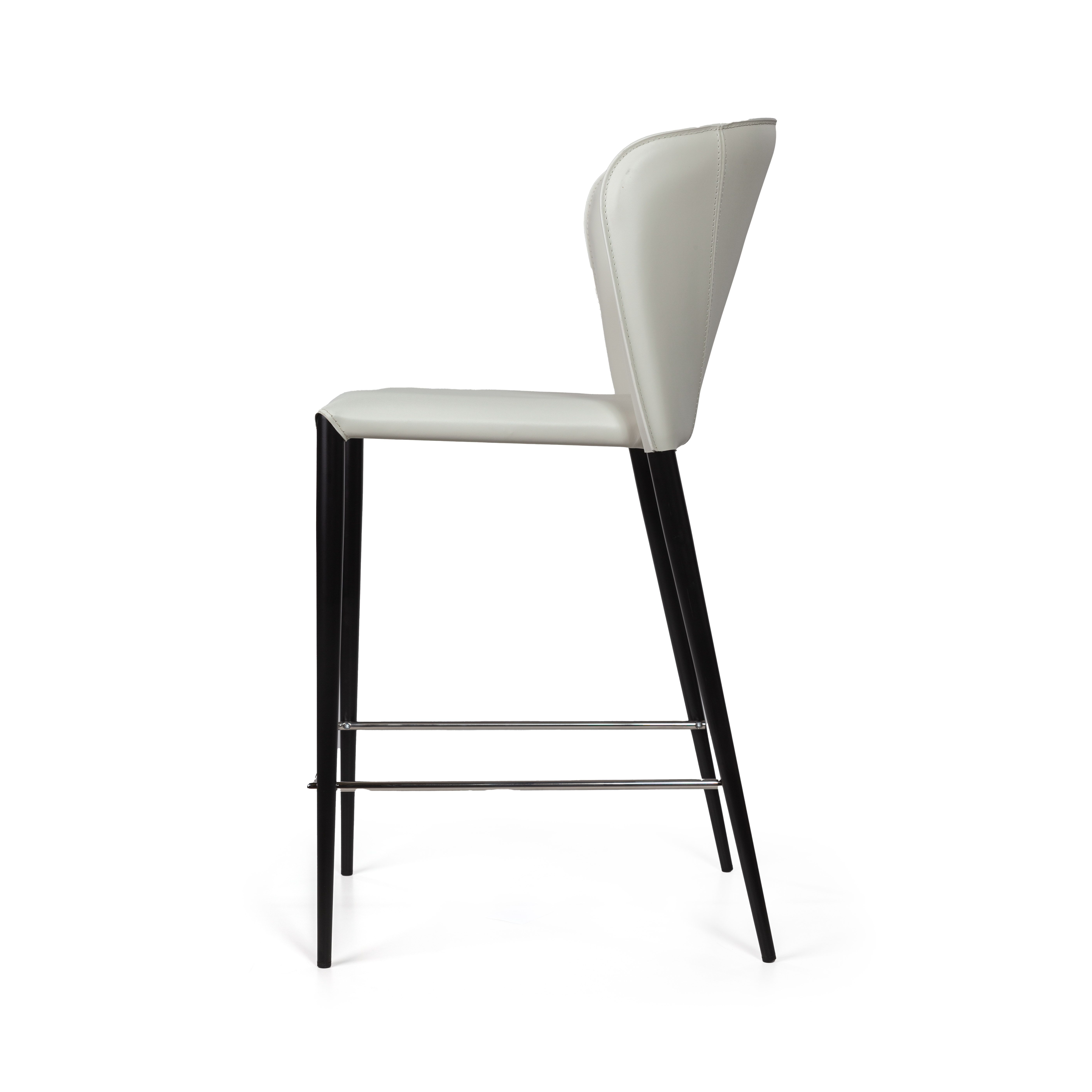 Стул полубарный Альберт, кожа белый