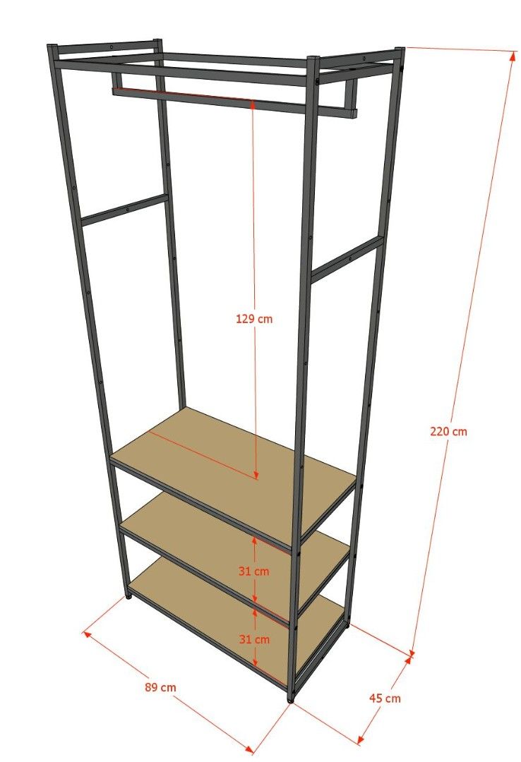 Стеллаж для одежды A2290-11-ЧЧ 220х90х45