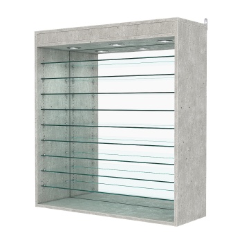 Витрина настенная с регулировочными полками №4-8ГГ-РЕГ с зеркалом и с подсветкой, Метрополитан Грей