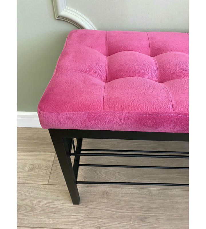 Банкетка Сканди-60-2-х полочная (розовый/черный)