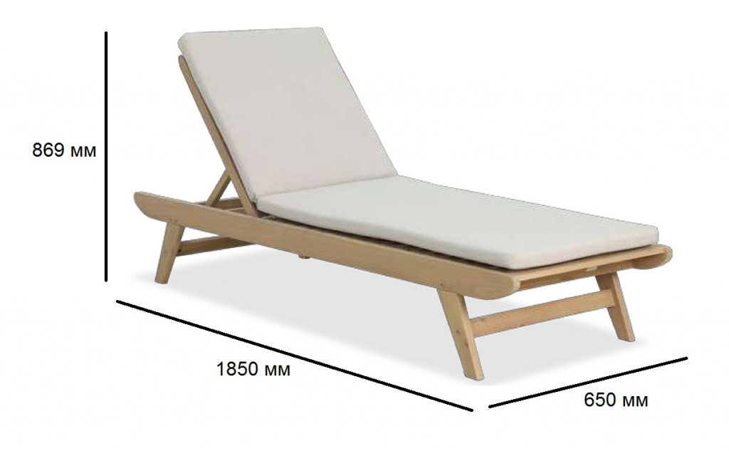 Шезлонг-лежак деревянный с матрасом Eloise песочный