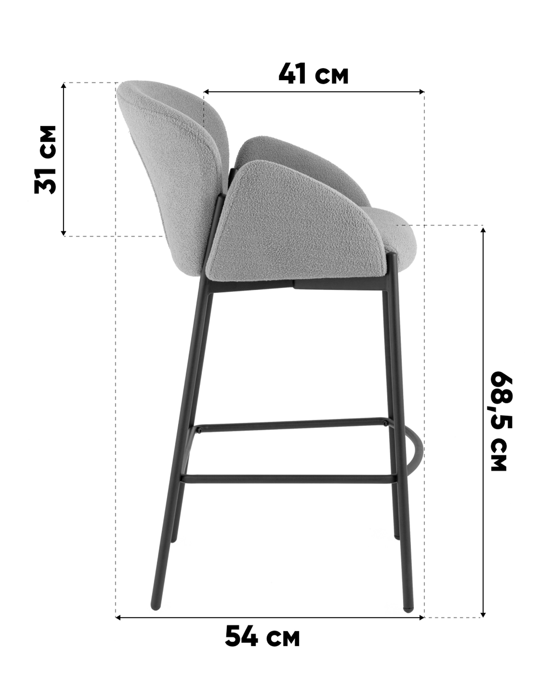 Стул полубарный Melia светло-серый