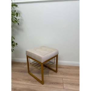 Банкетка Марсей 40-44 с полкой (светло-бежевый/золото)