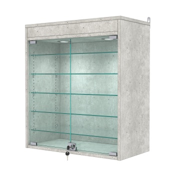 Витрина настенная с регулировочными полками №1-7АГ-РЕГ с подсветкой, Метрополитан Грей