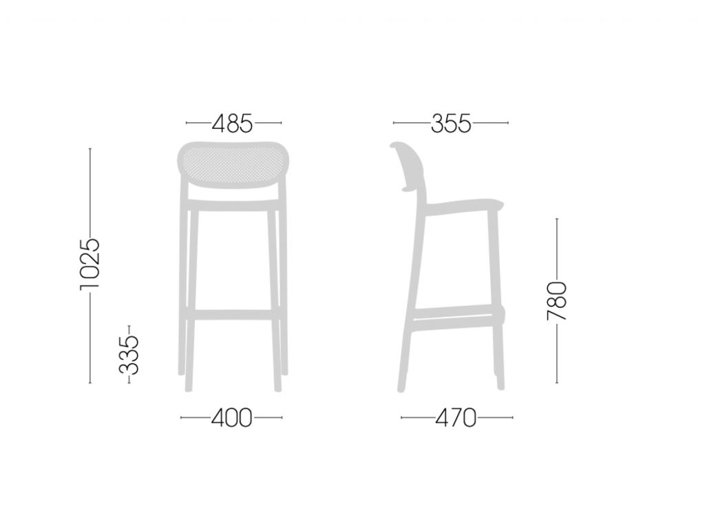 Стул пластиковый барный Nuta Stool 78 бордовый