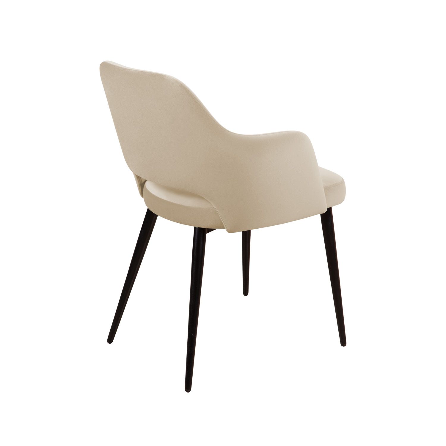 Стул Вильям с подлокотниками, бархат бежевый 5/ черный конус