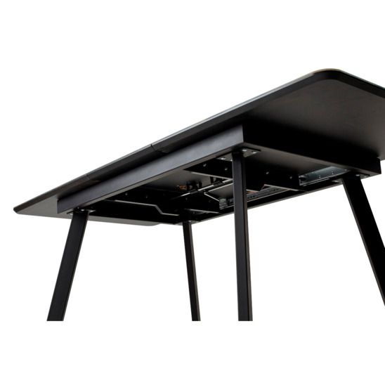 Стол Аруба 140, Шторм стекло/ черный каркас