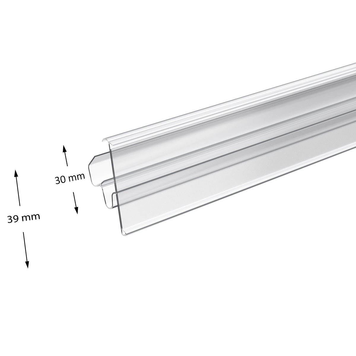 Ценникодержатель LST39 прозрачный, 1238 мм двухпозиционный