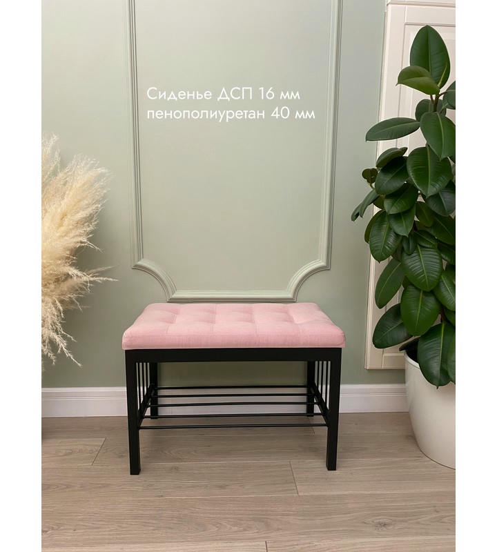 Банкетка Сканди-60 (светло-розовый/черный)