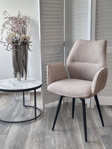 Стул ГРИН 360 град. поворот. NS-04 Крем, букле / черный каркас,