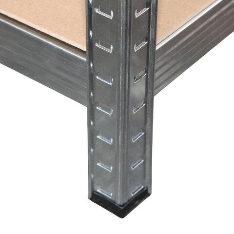 Стеллаж металлический BOOMHOUSE (БУМХАУС) безболтовой, 1800x750x350 мм, 5 полок МДФ, нагрузка на стеллаж до 875 кг, серебристый, 291411