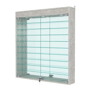 Витрина настенная с регулировочными полками №4-8А-РЕГ с зеркалом и с подсветкой, Метрополитан Грей