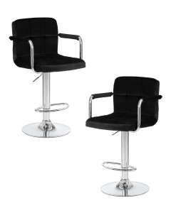 Набор 2 шт Стул барный DOBRIN KRUGER ARM, черный велюр (MJ9-101)