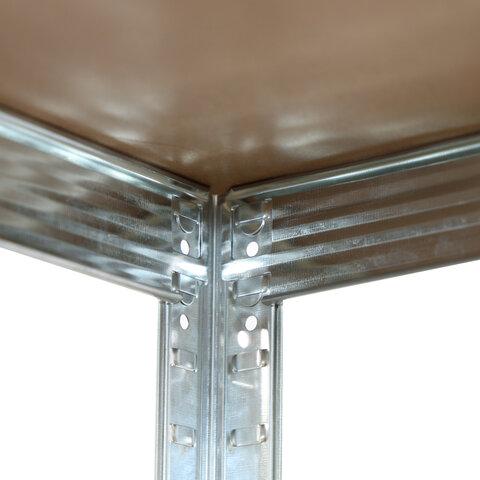 Стеллаж металлический BOOMHOUSE (БУМХАУС) безболтовой, 1800x750x350 мм, 5 полок МДФ, нагрузка на стеллаж до 875 кг, серебристый, 291411