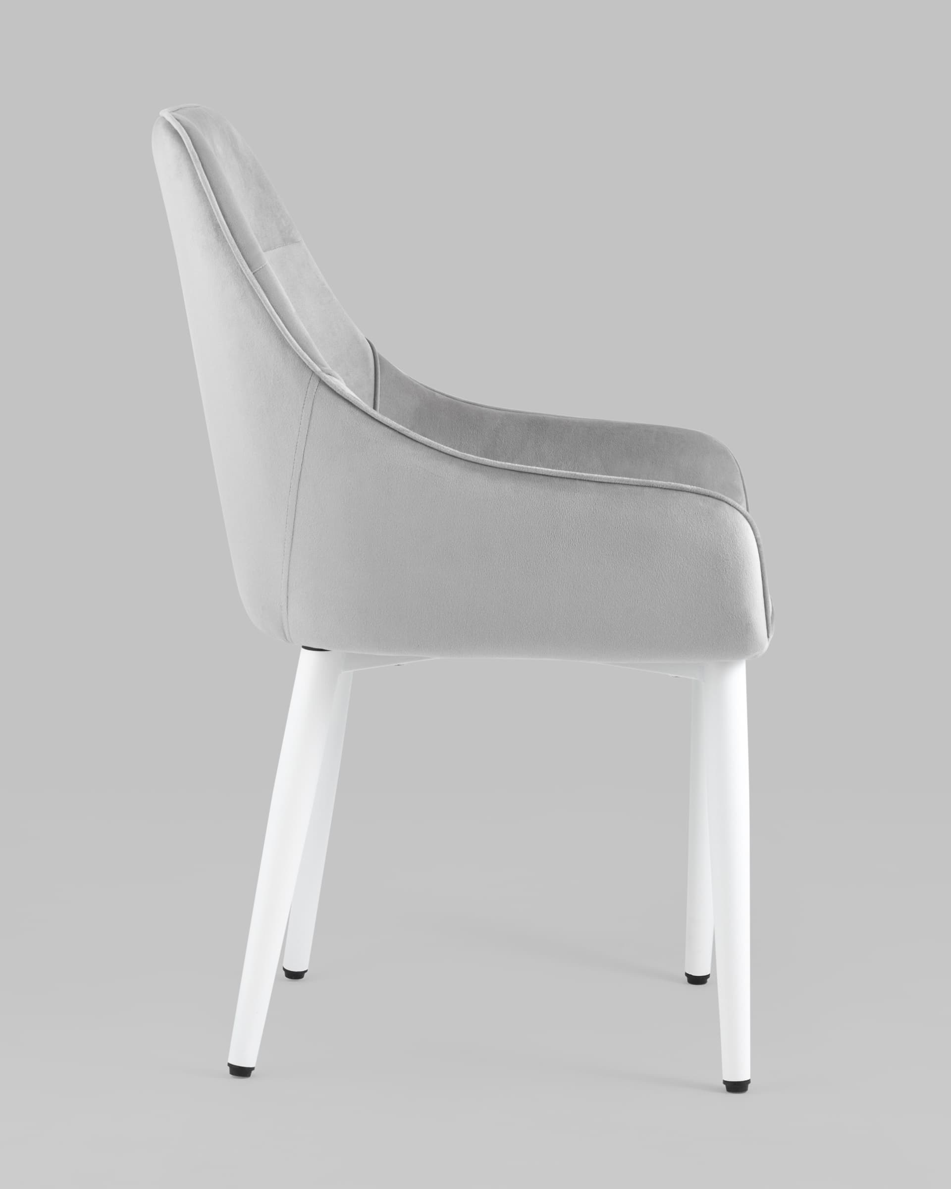 Стул Диана велюр серый ножки белые