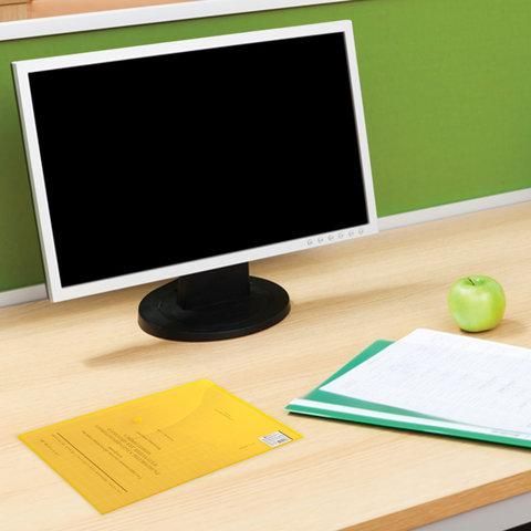 Папка-конверт с кнопкой BRAUBERG "My CLEAR BAG", А4, до 100 листов, прозрачная, ассорти, 0,15 мм, 225174