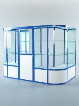 Павильон торговый из профиля пристенный №4б, Белый + Делфт голубой U525 ST9