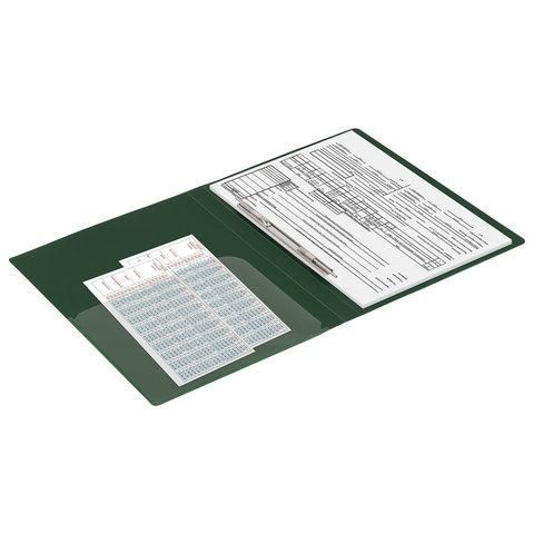 Папка с металлическим скоросшивателем и внутренним карманом BRAUBERG "Диагональ", темно-зеленая, до 100 листов, 0,6 мм, 221354