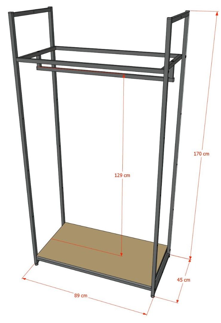 Стеллаж для одежды в стиле лофт A1790-03-ЧБ