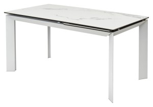 Стол КРЕМОНА (CREMONA) 140 цвет БЕЛЫЙ МРАМОР МАТОВЫЙ (MATTE STATUARIO), керамика/ БЕЛЫЙ, ®DISAUR
