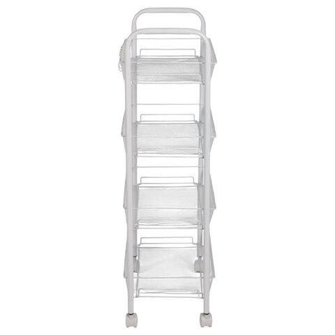 Этажерка (тележка) BOOMHOUSE (БУМХАУС) RC-004 4 яруса, на колесах, В84хШ42,5хГ25,5 см, металл, белая, 701458