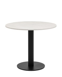 Стол круглый Фризбин D90, столешница МДФ ледяной камень, основание металл черный