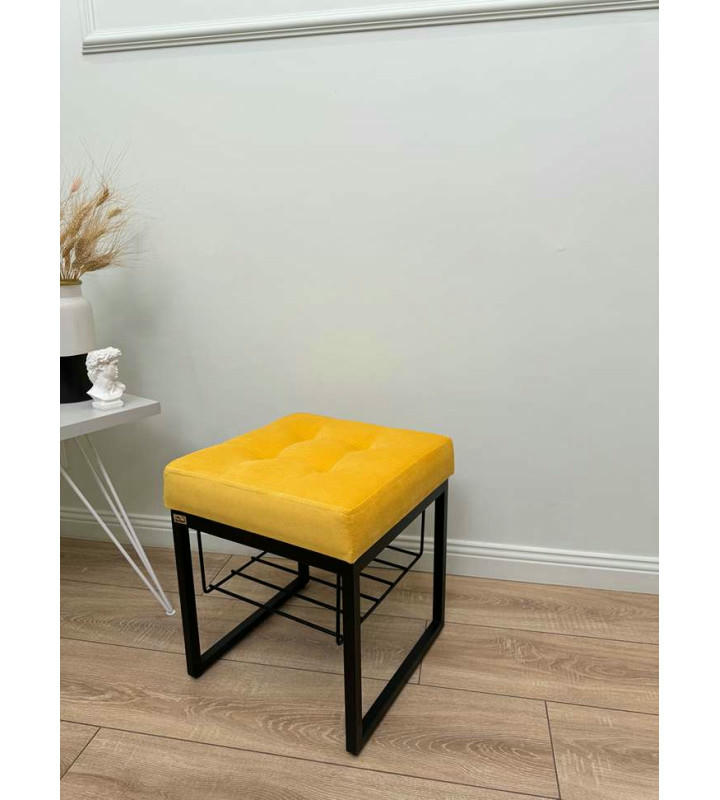 Банкетка Марсей 40-44 с полкой (желтый/черный)