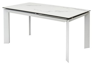 Стол КРЕМОНА (CREMONA) 140 цвет БЕЛЫЙ МРАМОР ГЛЯНЦ (HIGH GLOSS STATUARIO), керамика/ БЕЛЫЙ, ®DISAUR
