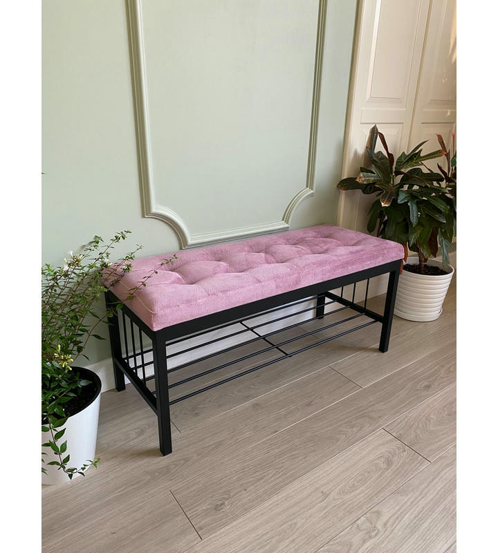 Банкетка Сканди-96-1 (светло-розовый/черный)