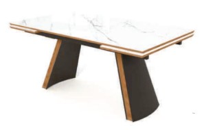 Стол РАНДЕВУ 160 БЕЛЫЙ МРАМОР МАТОВЫЙ 9806035 , керамика / Черный, Орех эко,